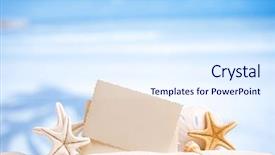  Presentation with starfish - Colorful PPT layouts enhanced with message - white starfish with blank retro photo on white sand beach sky and seascape shallow dof backdrop and a sky blue colored foreground