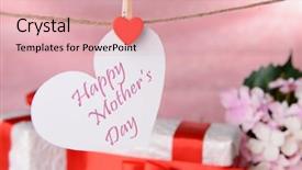  Presentation with mothers - PPT theme enhanced with message written on paper heart background and a  colored foreground