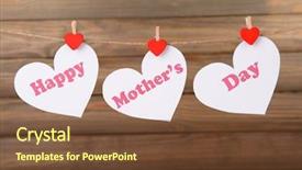  Presentation with happy mothers day - Presentation theme with message written on paper heart background and a  colored foreground