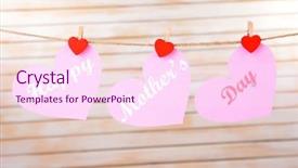  Presentation with happy mothers day - Audience pleasing presentation design consisting of message written on paper heart backdrop and a  colored foreground