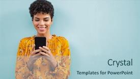  Presentation with happy smiling woman dental health - Slide deck consisting of messages - happy smiling black woman using background and a light blue colored foreground