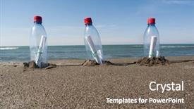  Presentation with three - PPT theme enhanced with messages in three plastic bottle background and a gray colored foreground