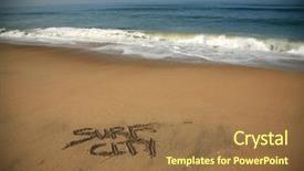  Presentation with blue waves - Presentation theme enhanced with messages-says-surf-city background and a coral colored foreground