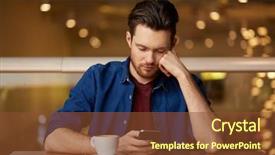  Presentation with smartphone app - Amazing slides having messaging on smartphone at restaurant backdrop and a tawny brown colored foreground