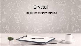  Presentation with business office desk - Audience pleasing PPT layouts consisting of messed up - close up of business office backdrop and a light gray colored foreground