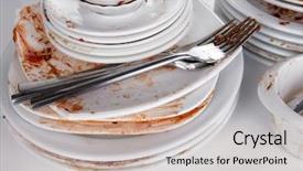  Presentation with dirt dirt texture dirty - Beautiful presentation design featuring messed up - dirty dishes close up backdrop and a soft green colored foreground