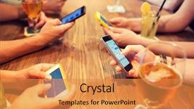  Presentation with lifestyle - PPT layouts enhanced with messenger - leisure technology lifestyle and people background and a gold colored foreground