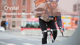  Presentation with courier - Colorful theme enhanced with messenger - young male cyclist with courier backdrop and a coral colored foreground
