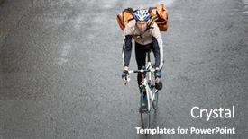  Presentation with backpack - Audience pleasing slide set consisting of messenger - young man in protective gear backdrop and a gray colored foreground