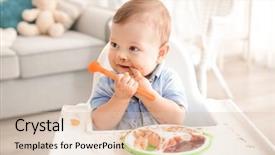  Presentation with baby chickens little cute chicks - PPT theme featuring cute messy baby eating puree background and a lemonade colored foreground