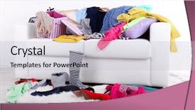  Presentation with messy - Amazing slide set having messy colorful clothing on sofa backdrop and a light gray colored foreground