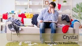  Presentation with working of lung - Beautiful slides featuring man working studying in messy backdrop and a yellow colored foreground