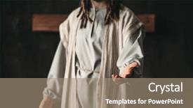  Presentation with christ - Audience pleasing presentation design consisting of messiah - man in the image backdrop and a coral colored foreground