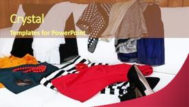  Presentation with messy - Amazing slides having messy clothing with shoes on white sofa on wooden planks background backdrop and a red colored foreground