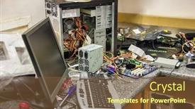  Presentation with spare parts - Presentation having messy-computer-workshop background and a tawny brown colored foreground