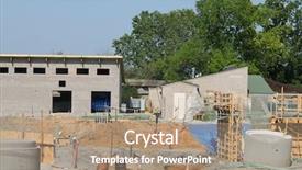  Presentation with messy - Amazing PPT theme having messy construction site backdrop and a coral colored foreground