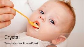  Presentation with messy - Beautiful theme featuring messy food - mother feeding her 4 month backdrop and a lemonade colored foreground