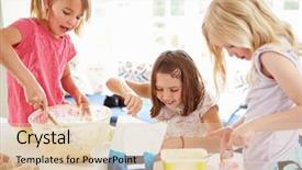  Presentation with cupcakes - Presentation design consisting of frustrated blonde girl in sweater choosing gift boxes in her hands isolated on the gray background background and a light gray colored foreground