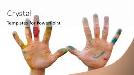  Presentation with messy - Slide set featuring messy-hand-with-colourful-tint background and a white colored foreground