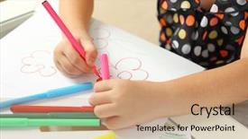  Presentation with messy - Beautiful slides featuring messy kids room - cute little girl drawing picture backdrop and a coral colored foreground