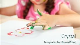  Presentation with messy - PPT theme having messy kids room - cute little girl painting picture background and a sky blue colored foreground