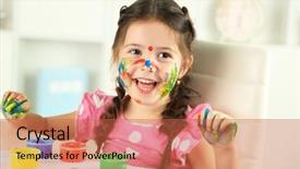  Presentation with messy - Beautiful slide deck featuring messy kids room - cute little girl painting picture backdrop and a red colored foreground