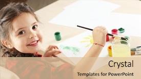  Presentation with messy - Cool new PPT theme with messy kids room - cute little girl painting picture backdrop and a lemonade colored foreground