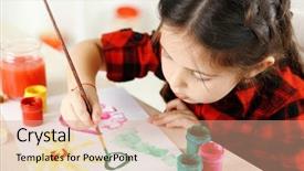  Presentation with painting - Theme with messy kids room - cute little girl painting picture background and a coral colored foreground