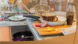  Presentation with messy - Presentation enhanced with messy-kitchen-with-pile background and a coral colored foreground
