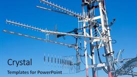  Presentation with antenna - Amazing slide set having messy mast with tv radio backdrop and a light blue colored foreground