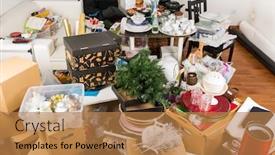  Presentation with clutter - Amazing PPT layouts having messy-room-full-of-clutter backdrop and a coral colored foreground