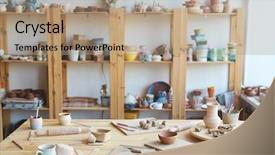  Presentation with jars clay - Cool new presentation theme with messy workshop with handmade clay backdrop and a  colored foreground