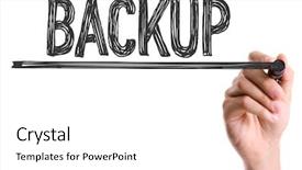  Presentation with data backup - Cool new slide deck with meta data - hand with marker writing backdrop and a white colored foreground