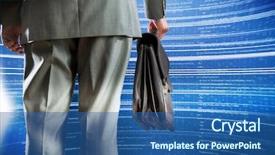  Presentation with suitcase - Presentation theme featuring meta data - rear view of businessman background and a ocean colored foreground