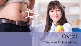  Presentation with nutritionist dietician dietitian food care - Slide deck consisting of metabolic medicine - doctor dietician giving advices background and a light blue colored foreground