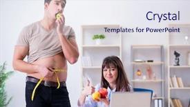  Presentation with fat - Slide deck featuring metabolic medicine - doctor dietician giving advices background and a sky blue colored foreground