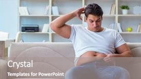  Presentation with obese - Theme having big checks - fat obese man in dieting background and a gray colored foreground