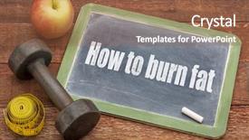  Presentation with burn - Beautiful presentation theme featuring metabolic - how to burn fat concept backdrop and a tawny brown colored foreground