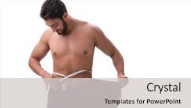  Presentation with jeans - Theme featuring metabolic - man in dieting concept background and a light gray colored foreground
