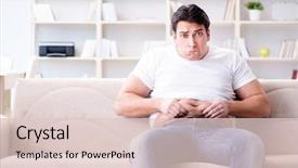  Presentation with weight - PPT layouts consisting of metabolic - man suffering from extra weight background and a lemonade colored foreground