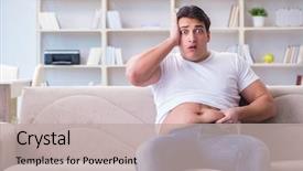  Presentation with obesity - Colorful slides enhanced with obesity surgery - man suffering from extra weight backdrop and a mint green colored foreground