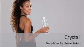  Presentation with water bottle - PPT theme having metabolic - portrait of a happy young background and a light gray colored foreground
