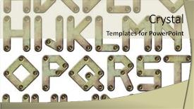  Presentation with wooden english letters alphabet - Beautiful PPT layouts featuring metal alphabet letters with screw backdrop and a soft green colored foreground