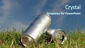  Presentation with blue sky - Cool new presentation with metal aluminium - two empty aluminum beer cans backdrop and a ocean colored foreground