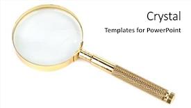  Presentation with white gold - PPT layouts featuring metal analyzer instrument - gold magnifier isolated background and a  colored foreground