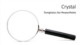  Presentation with rock paintings magnifier - Audience pleasing PPT theme consisting of metal analyzer instrument - magnifier isolated on a white backdrop and a  colored foreground