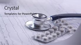  Presentation with medical desk - Presentation featuring metal analyzer instrument - medical stethoscope on electrocardiogram background and a lemonade colored foreground