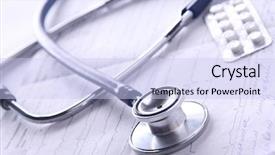  Presentation with medical desk - Colorful presentation theme enhanced with metal analyzer instrument - medical stethoscope on electrocardiogram backdrop and a sky blue colored foreground