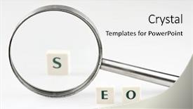  Presentation with magnifying glass - Beautiful PPT theme featuring metal analyzer instrument - seo word and magnifying glass backdrop and a  colored foreground