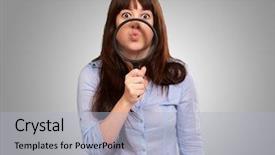  Presentation with magnifying glass - Colorful theme enhanced with metal analyzer instrument - woman holding magnifying glass backdrop and a light blue colored foreground